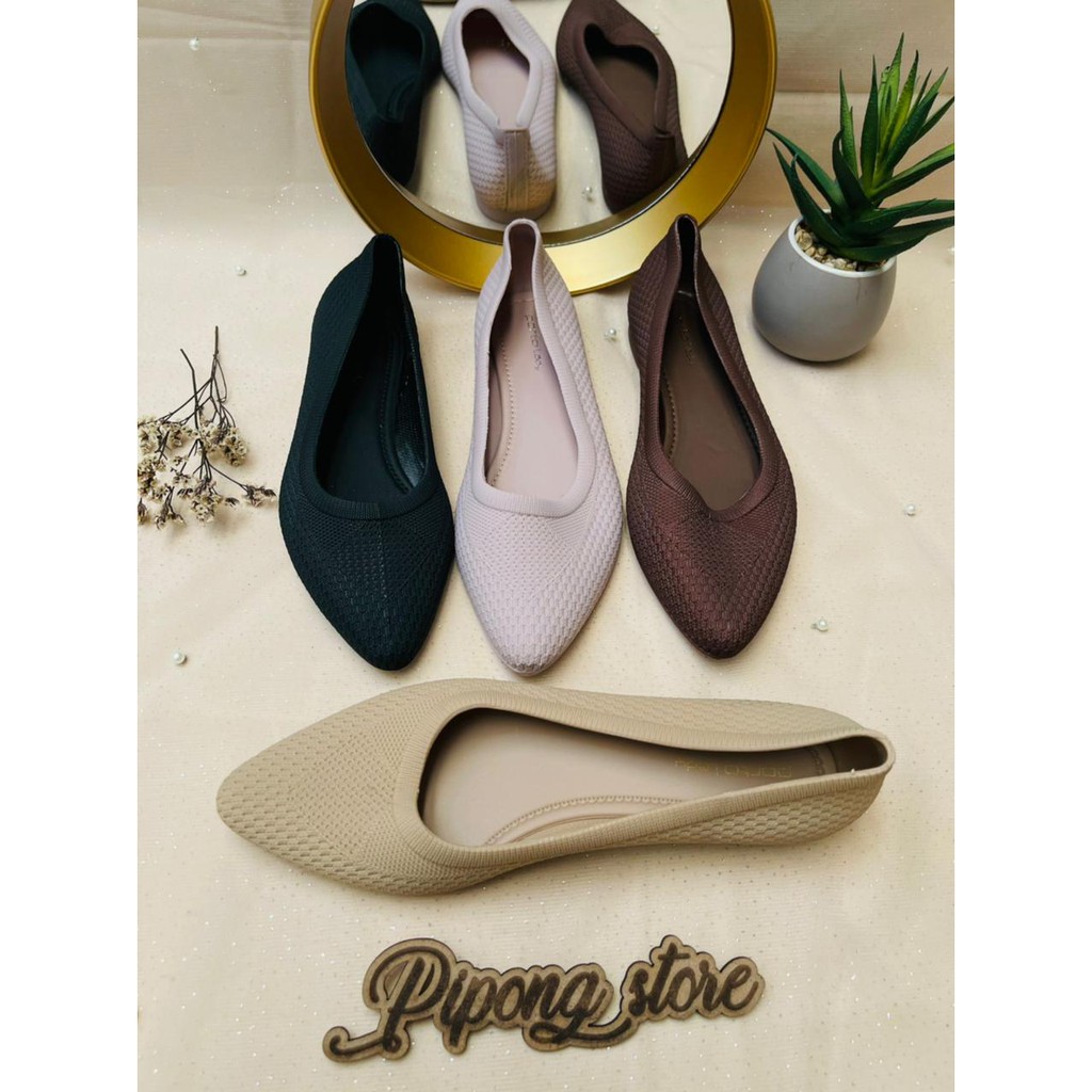 [BEST SELLER] Sepatu Porto Lady Flatshoes Jelly Karet Sepatu Formal Casual Kerja Porto BTS POLOS Perempuan / Wanita / Cewek Gaya Korea Kekinian Style