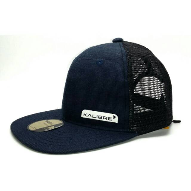 Kalibre 991265-440 Topi Trucker Jaring Snapback Hat Cap warna Navy Blue Biru Dongker Jaring Hitam
