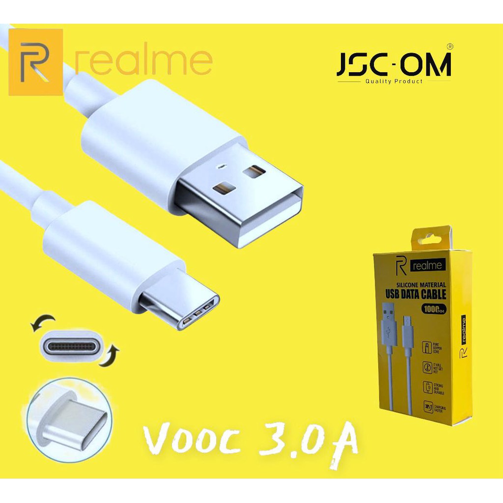 KABEL DATA / KABEL CHARGER ORIGINAL REALME [PUTIH] MICRO USB &amp; TYPE C SUPPORT FAST CHARGING DAN VOOC