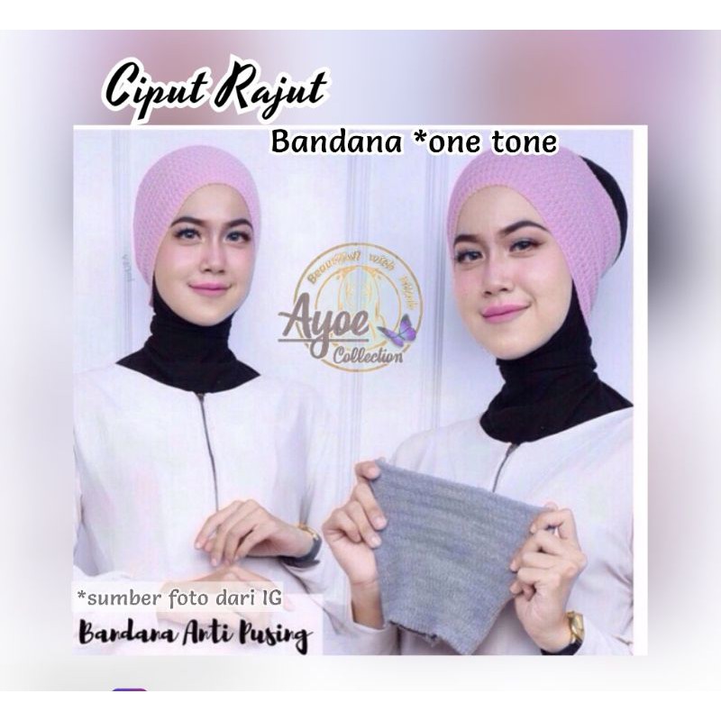 Ciput Rajut bandana 1 warna /ciput anti pusing