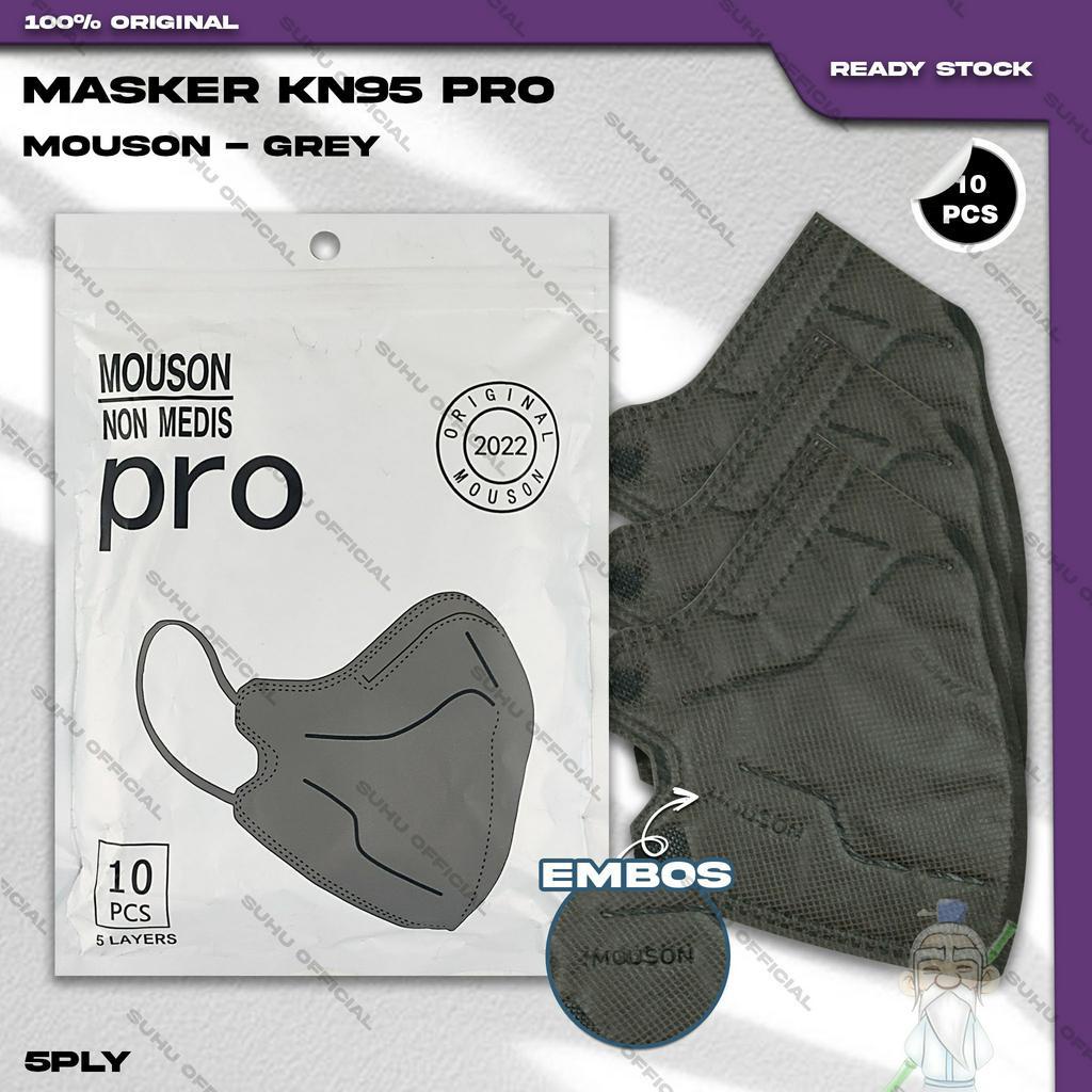 ❤️ SUHU ❤️ Masker KN95 PRO MOUSON 5PLY 10PCS Grey Abu Tua Hybrid Surgical Mask KN 95 5 Ply