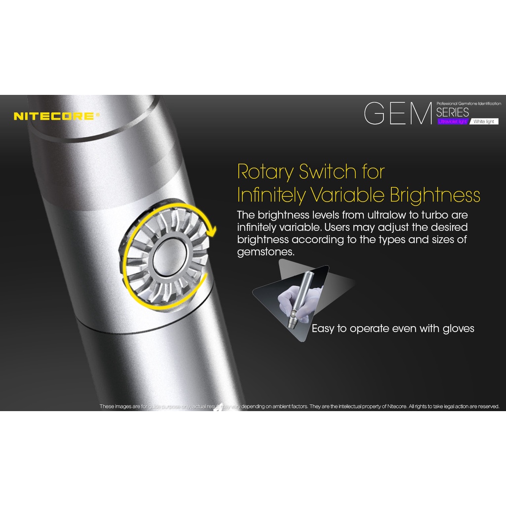 Nitecore GEM8 Senter Indentifikasi Batu Mulia Gemstone XP-L HI V3 500 Lumens - Silver