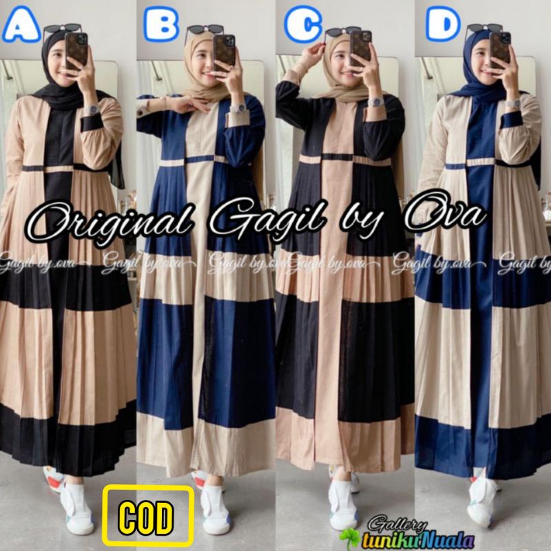 BAJU SETELAN STELAN DRESS WANITA FASHION MUSLIM AQSHANA ORI GAGIL BY OVA ORIGINAL