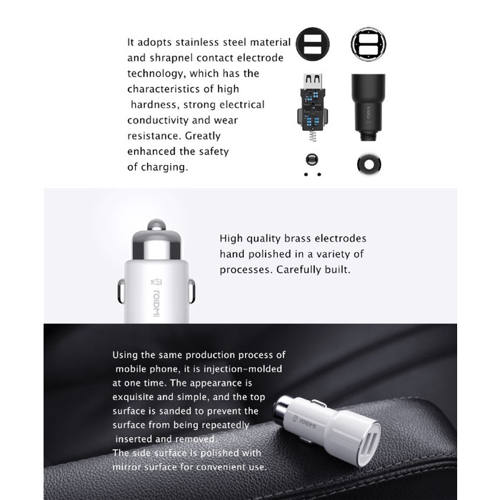 MOJIETU ROIDMI 3S - Smart Car Charger BFQ04RM - Charger Mobil dengan Bluetooth FM Transmitter