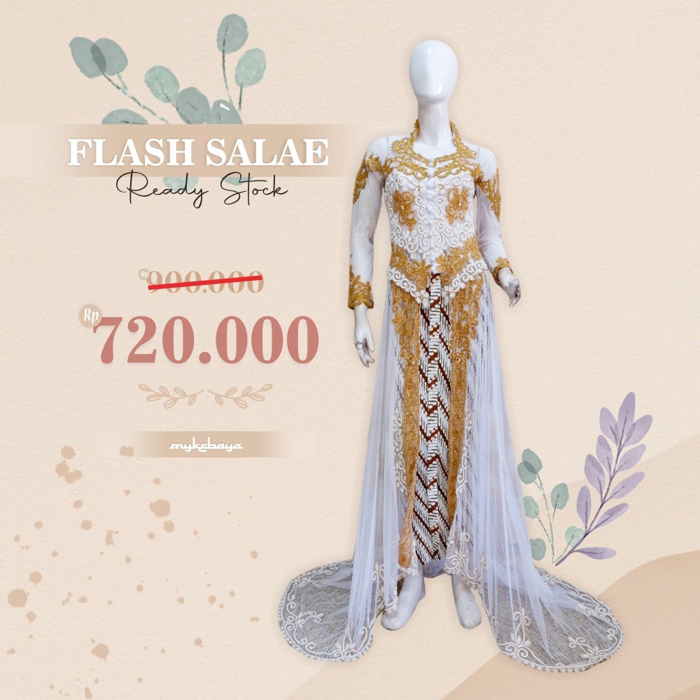 Kebaya ekor pengantin / kebaya akad / kebaya putih ekor Tille murah best seller modern