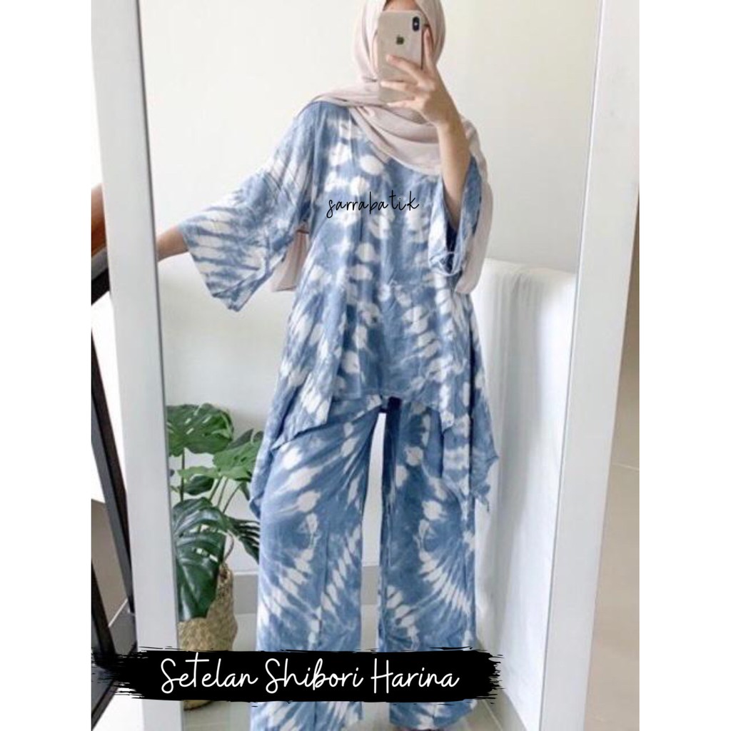 Setelan Shibori Terompet Harina Batik Tie Dye Rayon Daily Set Home Set Jumbo Muslim Casual Pesta