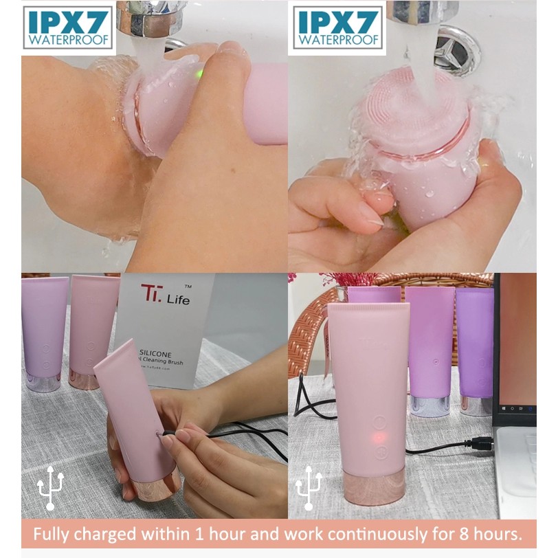 Pembersih Wajah Silicone Waterproof Sikat dapat berputar