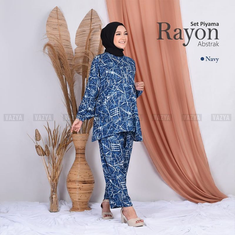 Set Piyama Rayon Abstrak