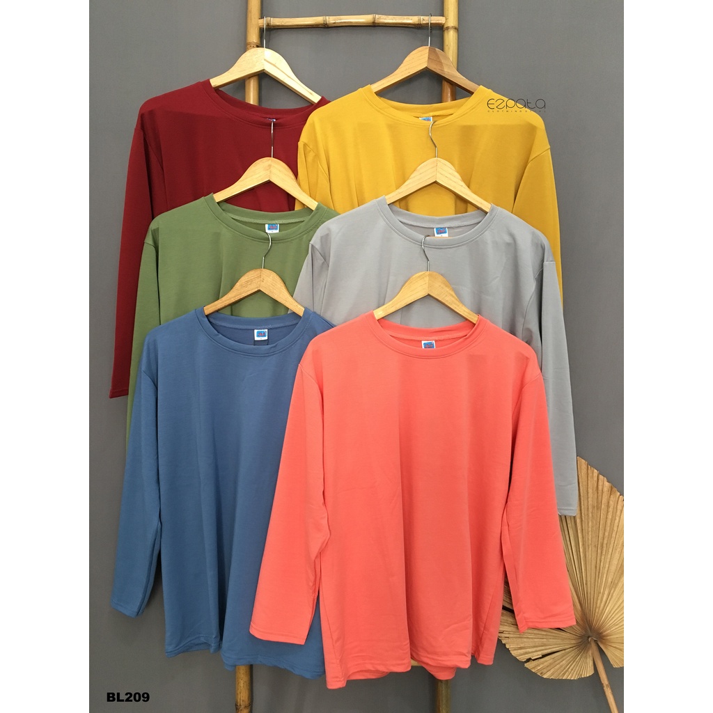 Ezpata Atasan Kaos Wanita Polos Lengan Panjang LD 110-120cm Plain Bahan Baby terry