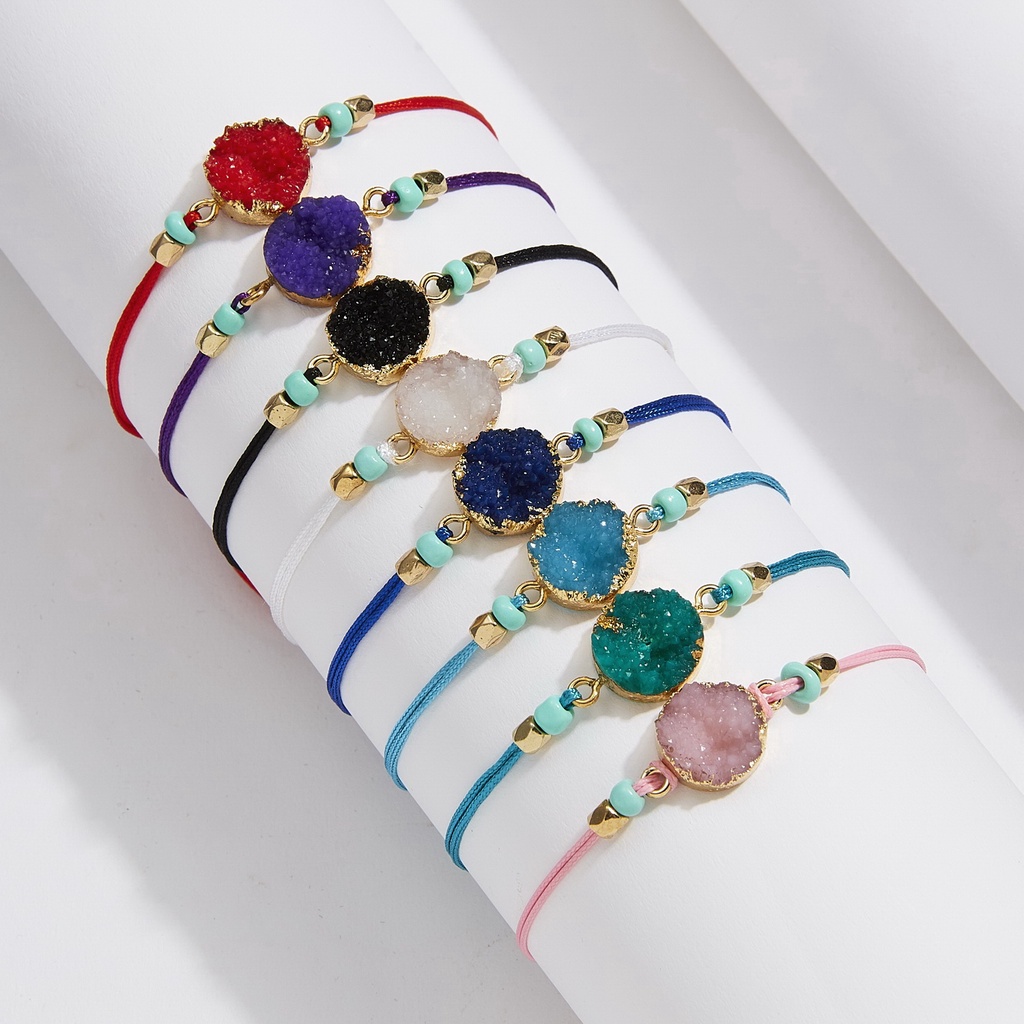 Fashion Natural Stone Resin Crescent Moon Hand-woven Paper Card Bracelet Lovers Jewelry Gift Accessories