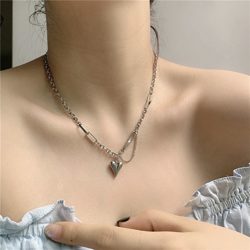 Kalung Rantai Klavikula Bahan Stainless Steel Warna Emas Untuk Wanita