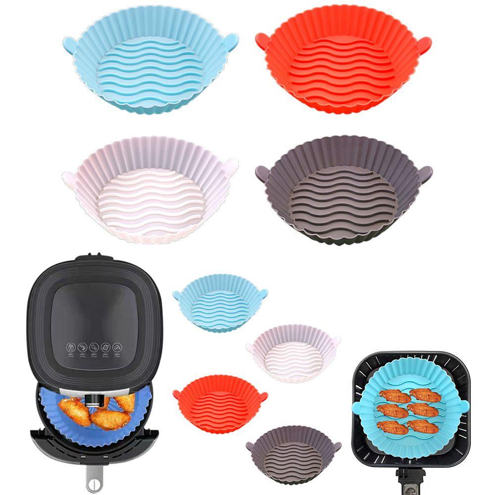 SOLIGHTER Reusable Air Fryer Silicone Pot Cooking Tool Baking Basket Steamer Liner Oven Bread Fried Chicken Pizza Plate Replacement Liners Multifunctional Grill Pot Tray AirFryer Accessories/Multicolor