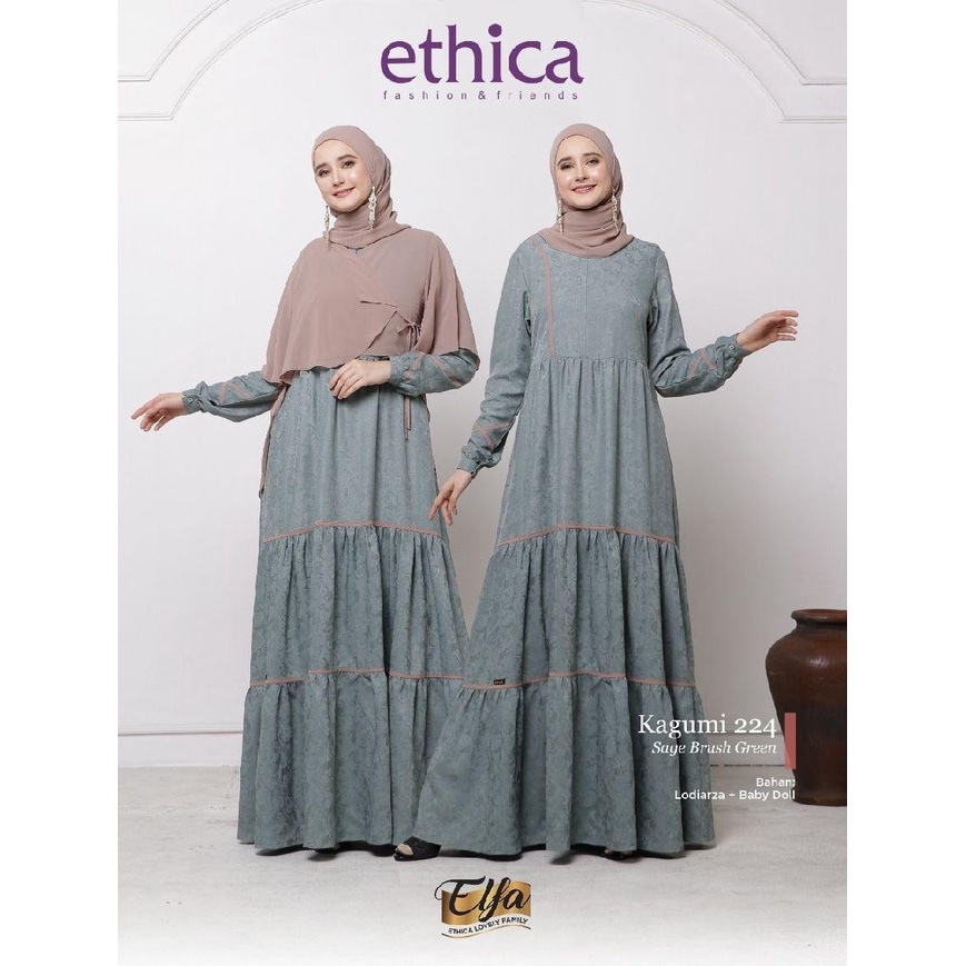 DRESS ONLY ETHICA ORIGINAL KAGUMI 224 SAGE BRUSH GREEN GAMIS DEWASA ETHICA KAGUMI 224 FASHION MUSLIM