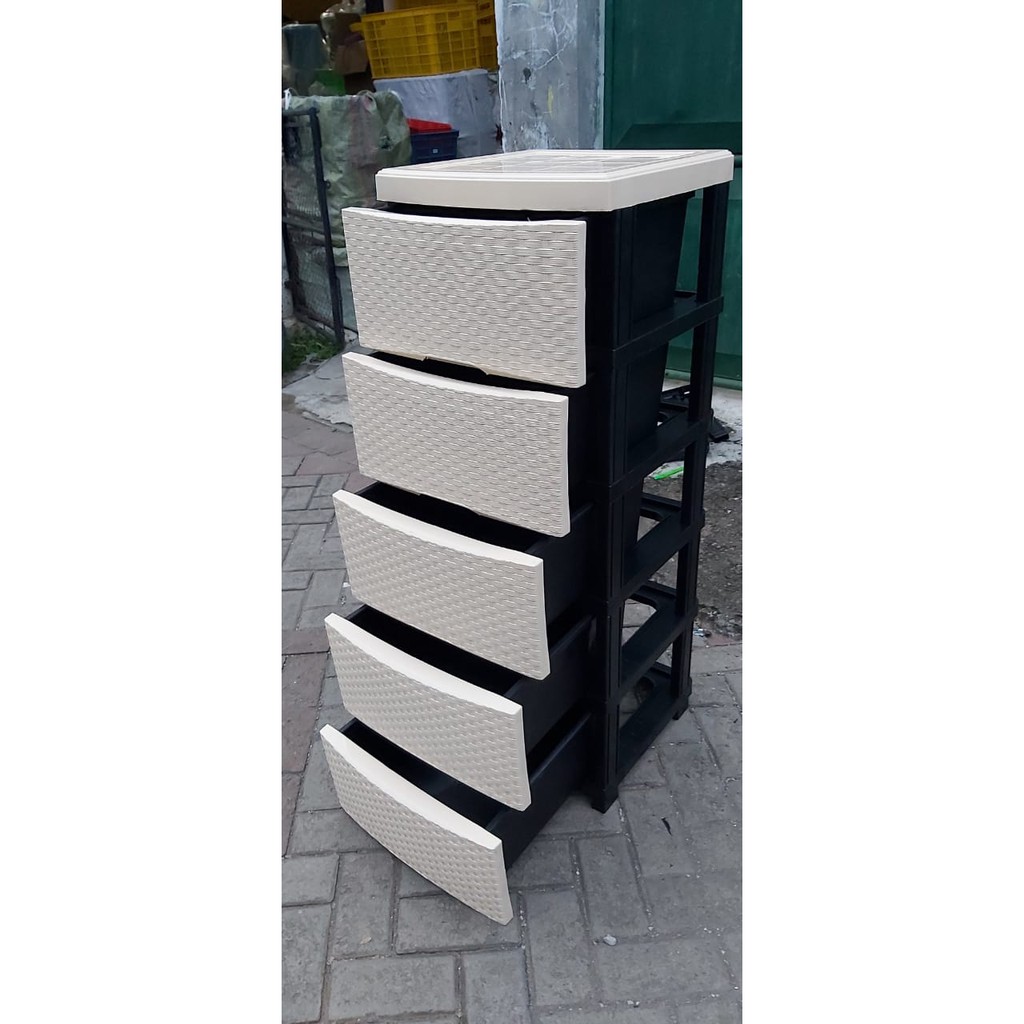 Lemari Plastik Laci BEIGE Aquose Hoki / hoky Susun 5