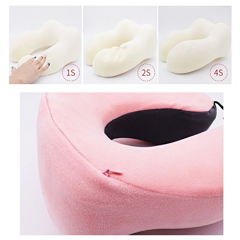 Bantal Empuk Relax Leher Piknik Santai Traveling u-shape foldable travel neck pillow sereqi ser43 Bantal Tidur Mobil blue  U-shaped Neck Pillow Bantal Leher Bantal Kepala