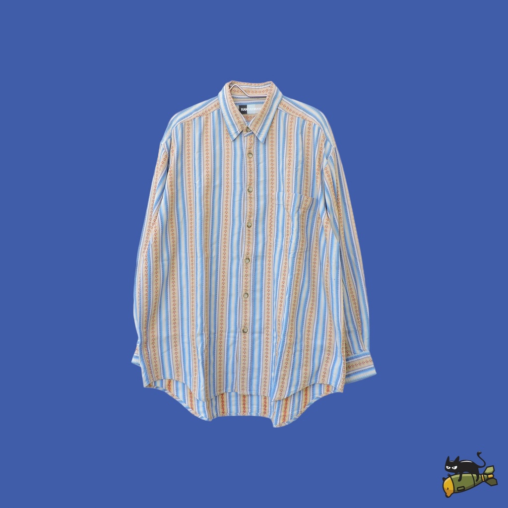 Kansai Man By Kansai Yamamoto Stripes Long Sleeve Shirt