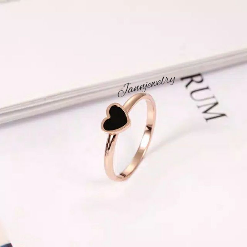 Cincin titanium asli Love black anti karat JAN-3