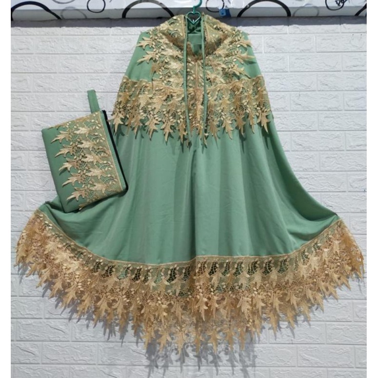 Mukena Mewah Jumbo Terbaru 2024 Renda Daun Mukena Premium