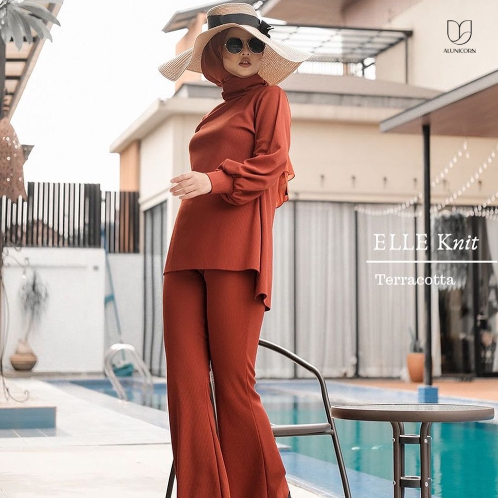 Alunicorn - Elle Knit - One set | One set wanita - Knit Uniqlo - knitting-Terracotta