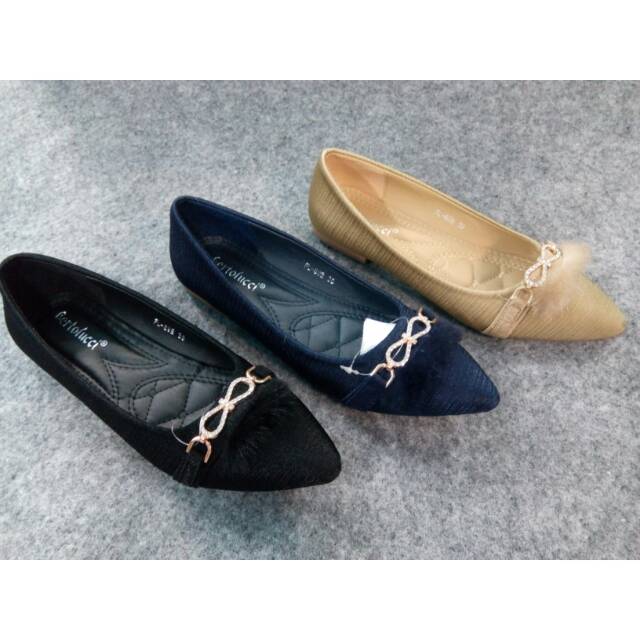 Sepatu Pansus Flat Shoes Perempuan Wanita Bertolucci Fl 69b Black Blue Apricote Shopee Indonesia