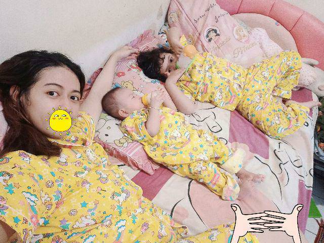 Piyama Baju tidur bisa couple mom and kids Unicon Star