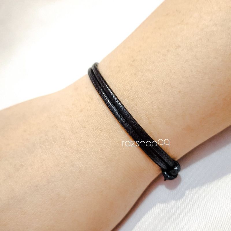 GELANG TALI HITAM &amp; MERAH POLOS ELEGAN