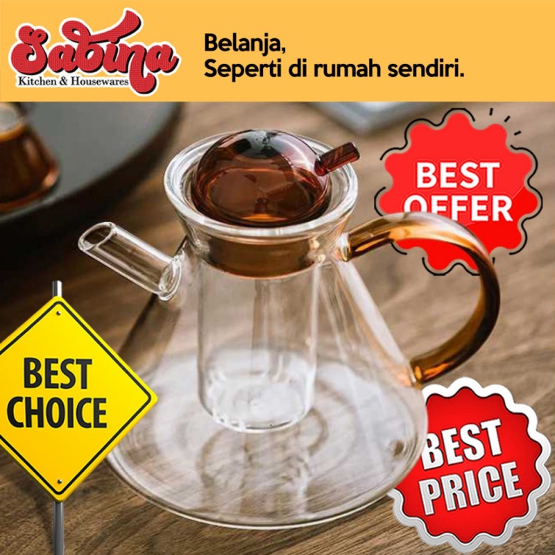 Teko Pitcher Teh Infuser Borosilicate Glass 580ml Teko Unik Antik