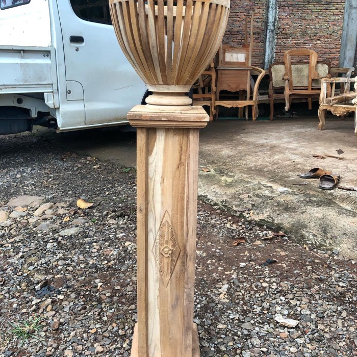 VAS BUNGA DEKORASI PELAMINAN KAYU