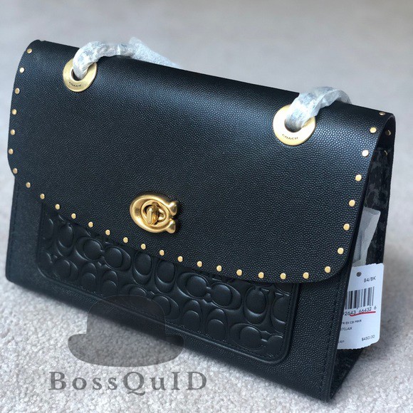 Coach Signature Embossed Leather Parker Shoulder - Black