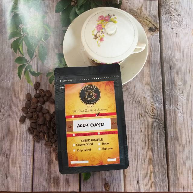 

KOPI ARABIKA GAYO ACEH BUBUK / BIJI KOPI ACEH GAYO ARABICA 100 GRAM GIBOL COFFEE