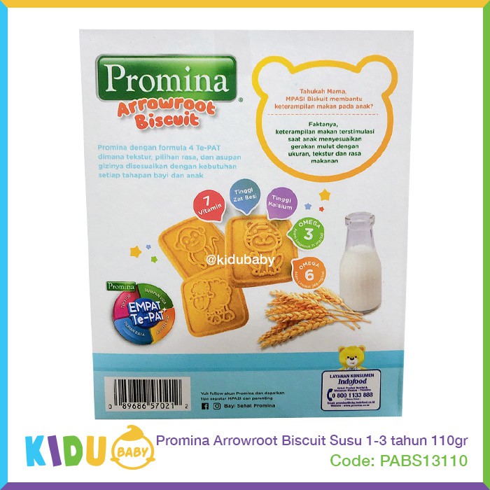 Promina Arrowroot Biscuit Keju Susu 1-3 tahun 110gr Biskuit Bayi Cemilan Bayi Makanan Bayi Kidu Baby