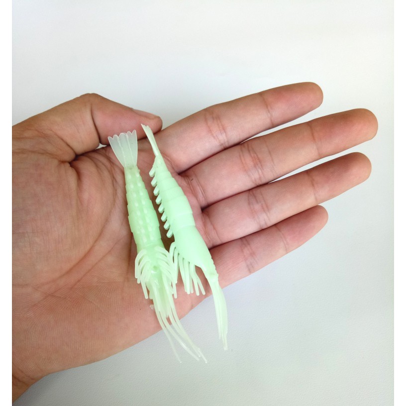 Umpan Pancing Berbentuk Udang Glow In The Dark Mirip Udang Hidup
