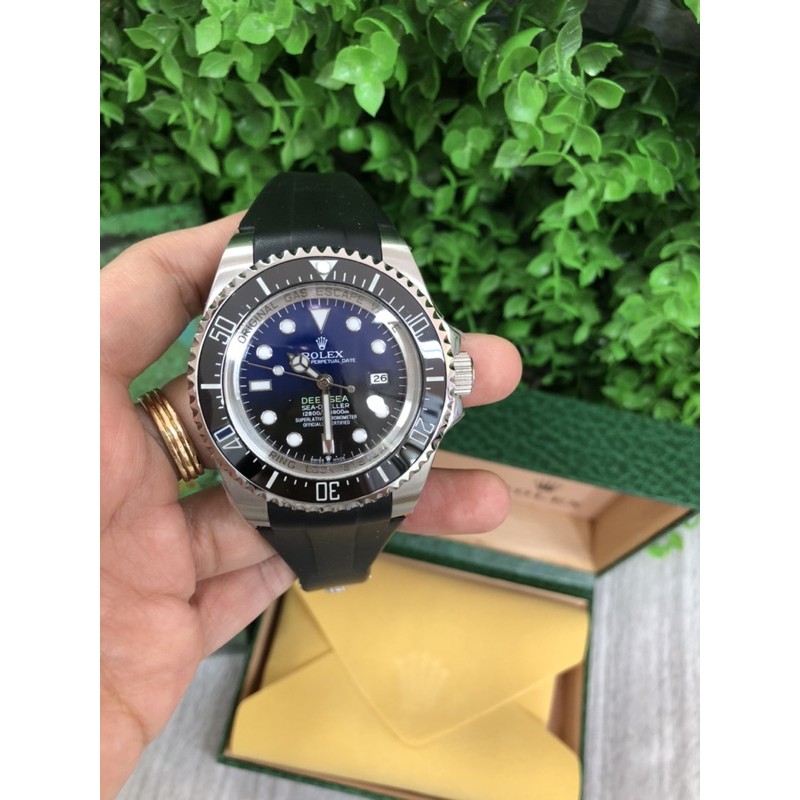 JAM ROLEX DEEPSEA BLUE/SEA-DWELLER TALI RUBBER(AUTOMATIC)/SZ 44MM/ROLEX PRIA