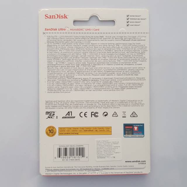 MEMORY MICROSD MICRO SD SANDISK 64GB CLASS 10 ULTRA ORIGINAL RESMI