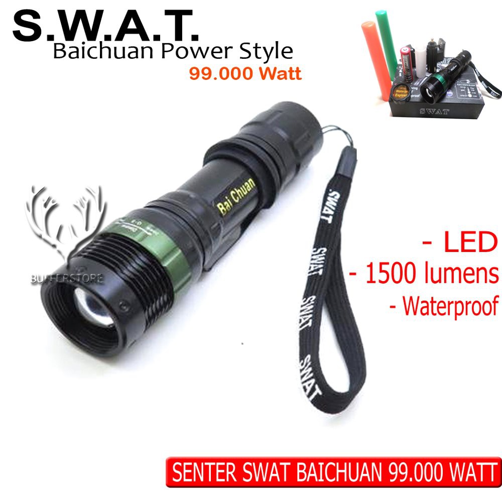 senter swat power style 99000 watt baichuan 1500 lumens