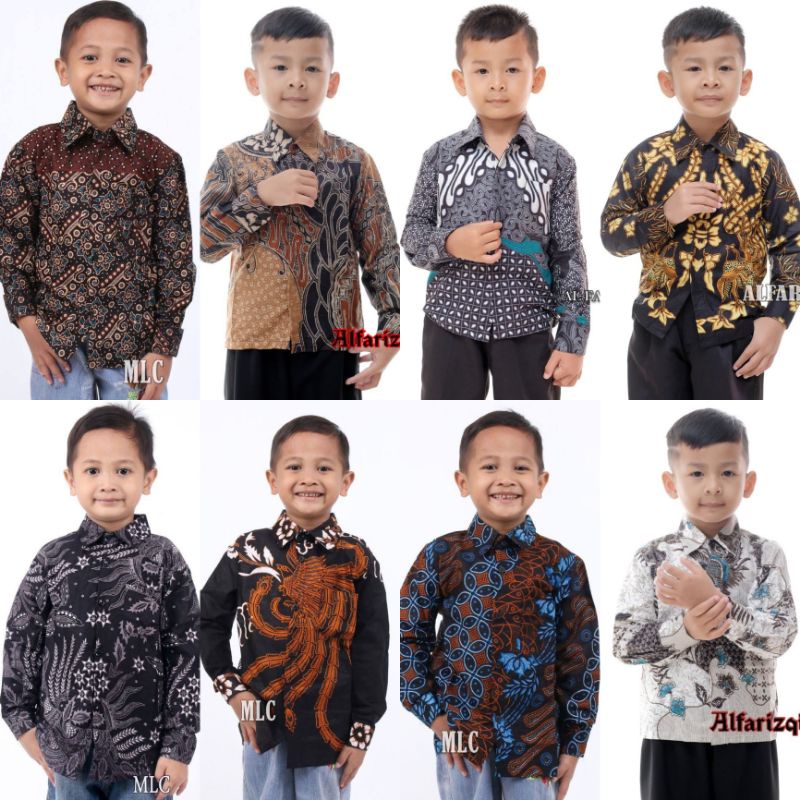 Baju batik anak laki-laki lengan panjang umur 2-13 tahun bisa buat sekolah hari batik