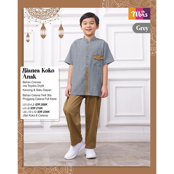 NIBRAS SARIMBIT BIANCA GREY BAHAN CRENZIE MIX TOYOBO DRYFIT BAJU LEBARAN KELUARGA BAHAGIA