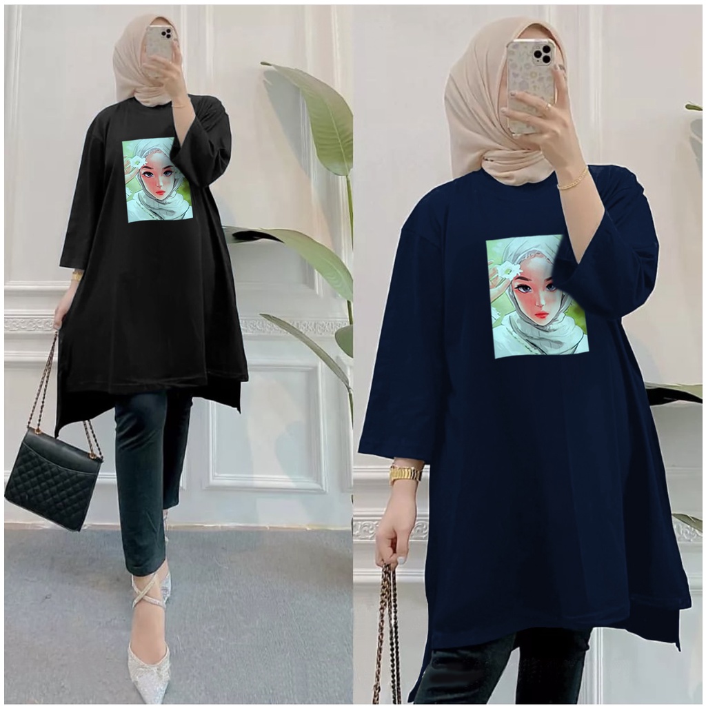 GR TUNIK OVERSIZE BASIC KAOS JUMBO GAMBAR PRINT DTF LEMBUT (BUKAN SABLON) TUNIK BABYTERRY SR03