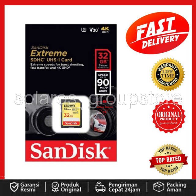 Sandisk extreme 32gb sd card memori sandisk original sandisk official store