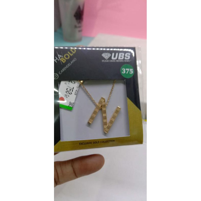 Fashion Aksesoris Wanita Perhiasan Kalung Emas Huruf N Kadar 375 - Aufar Gold