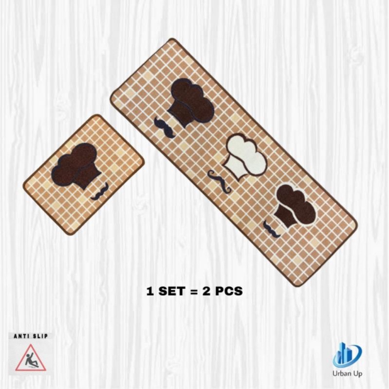Keset Dapur / Keset Kamar Mandi Anti Slip Premium 2 Pcs Uk. 40 x 60 Dan 40 x 150
