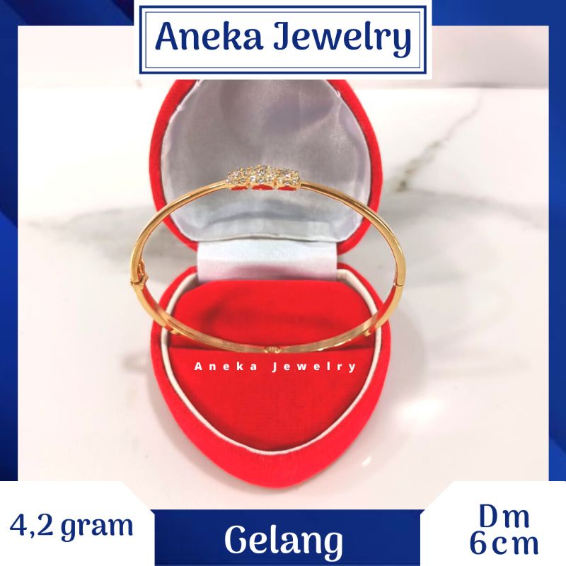 Gelang Pipa Bulat Cor Mata2, Perak 925, Lapis Emas Rosegold