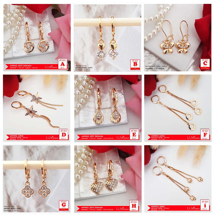 AT 031 Anting Ring Wanita Mata Sirkon Perhiasan Xuping Lapis Emas Imitasi Aksesoris Model Terbaru Gaya Korea Model Panjang Love Tassel Luxx Xuping