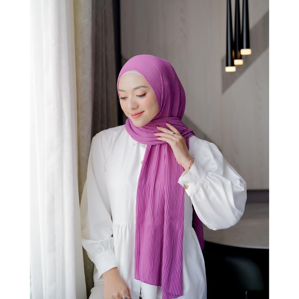 Hijab Pashmina Ceruty Baby Doll Full Plisket Lidi 180x80cm // Hijab Pashmina Shawl // Pashmina Murah-4