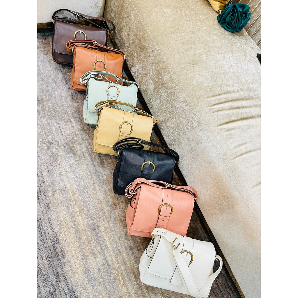 TAS KULIT WANITA SLEMPANG MODEL GESPER TENGAH - TOKO SYAGITA KULIT ASLI GARUT