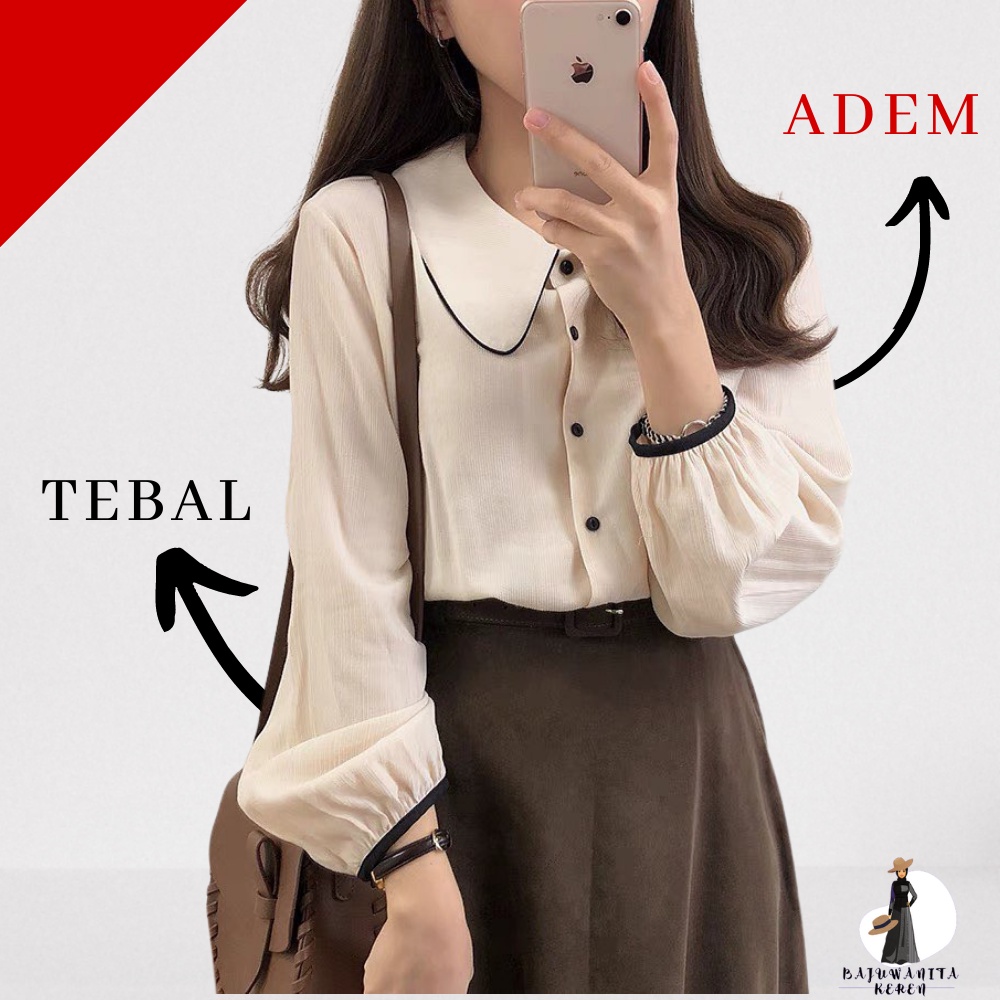 BajuWanitaKeren_byds Baju Atasan Atau Pakaian Kemeja Wanita Cewek Kerja Lengan  Panjang Korea Korean