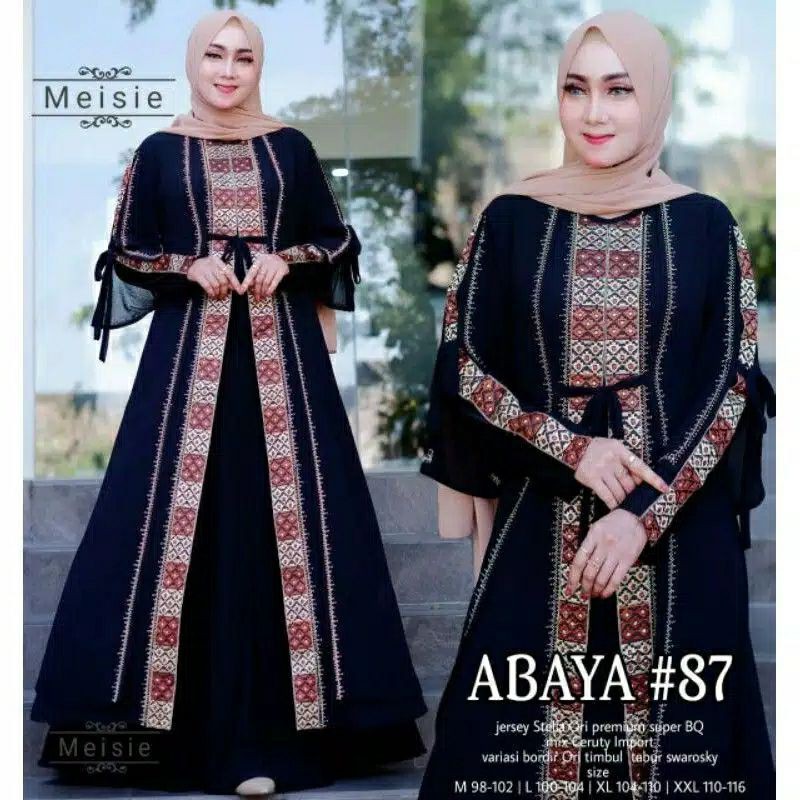 ABAYA TURKEY HITAM ORIGINAL CORAK COKLAT
