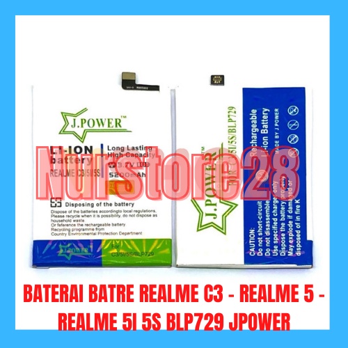 BATERAI BATRE REALME C3 - REALME 5 - REALME 5I 5S BLP729 JPOWER