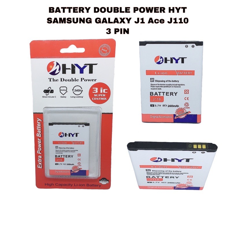 BATTERY BATERAI DOUBLE POWER SAMSUNG GALAXY J1 ACE J110 3 PIN ORIGINAL HYT