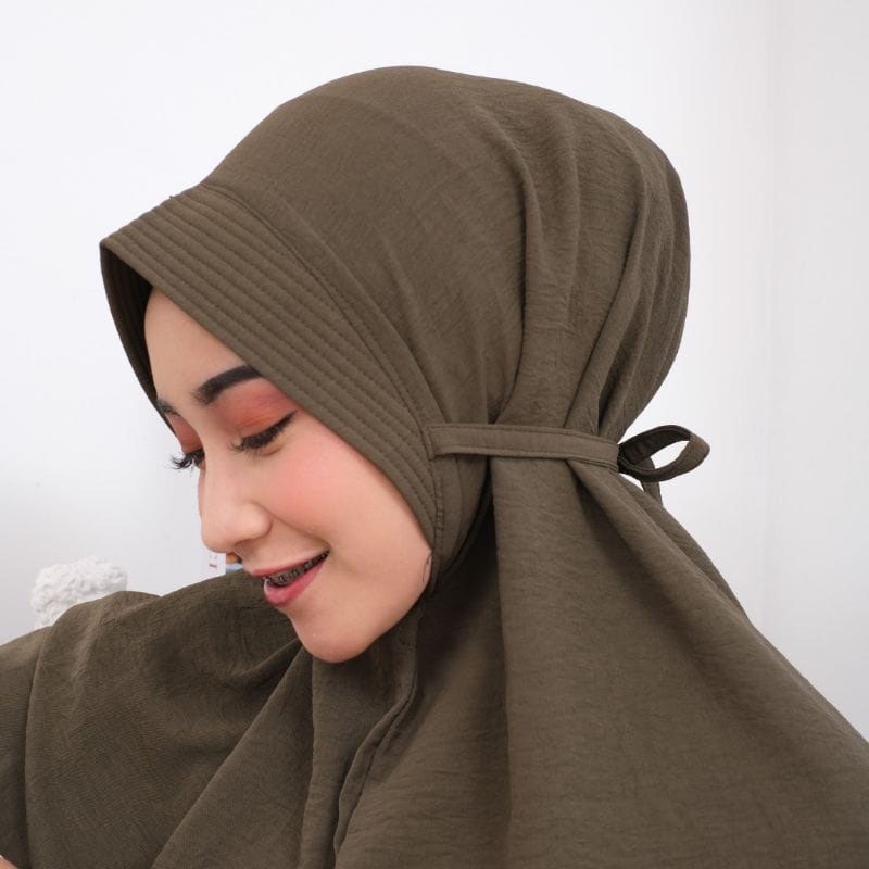 Jilbab Bergo Maryam Pet Crinkle Airflow Premium M,L,XL Kerudung Instan Tali Airflow Anti Kusut Nayla Hija'b